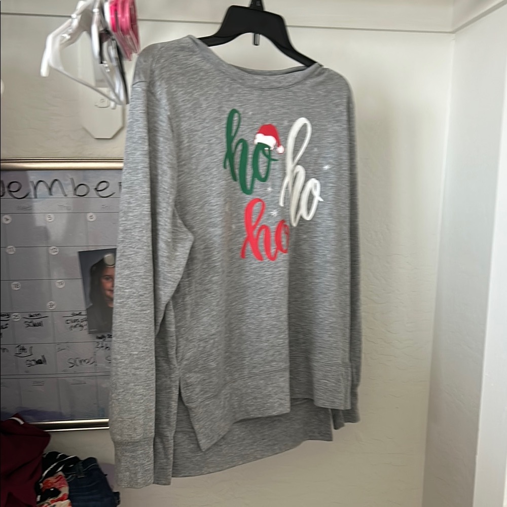 Gray Holiday Sweatshirt with Festive Print
